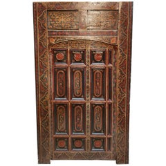 Antique Old Multi-Color Moroccan Wooden Door, 23MD42