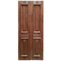 Antique Double Panel Moroccan Wooden Door, Light Brown 23MD43