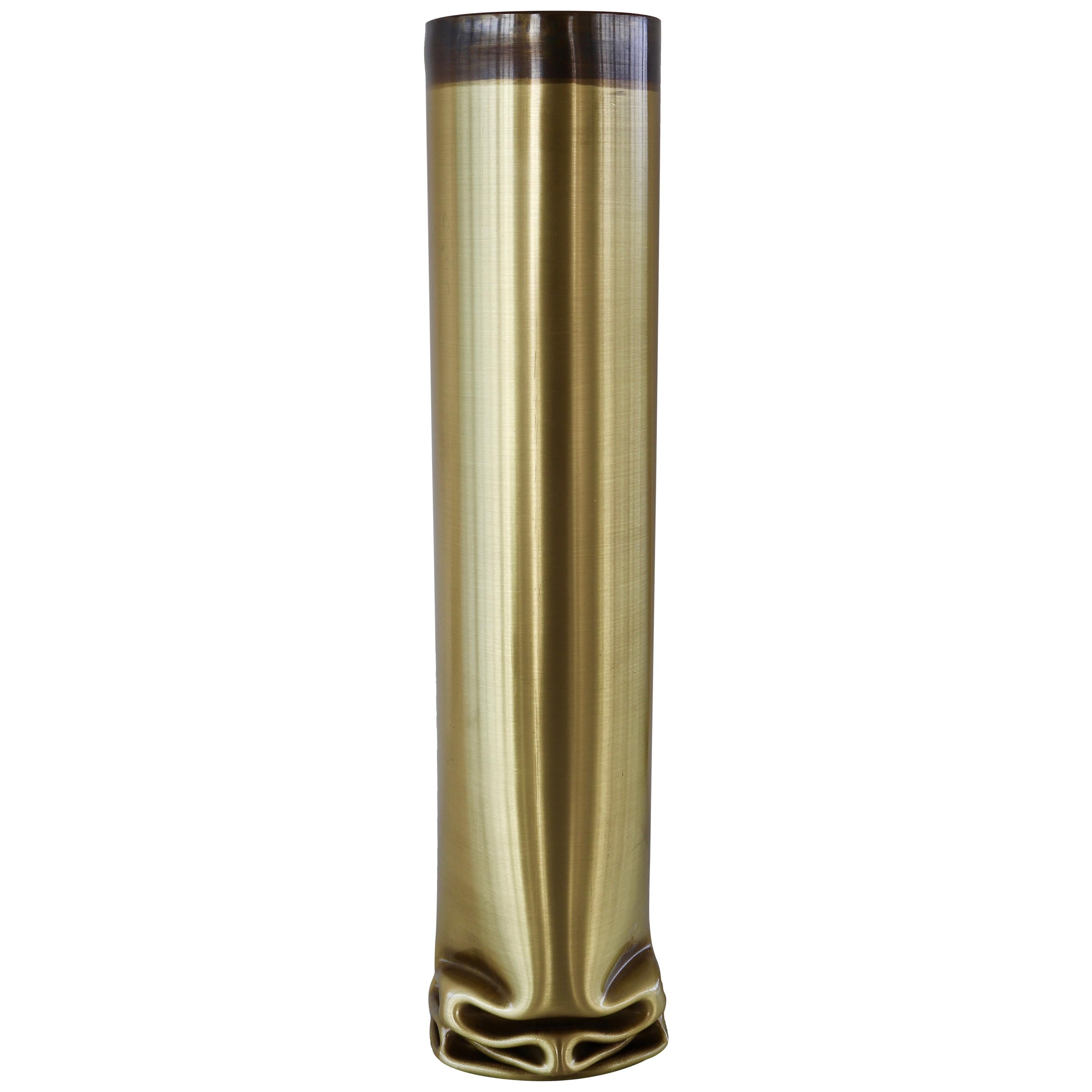 Dal Furlo "Hot Brass" High Cylindrical Modern Brass Vase For Sale