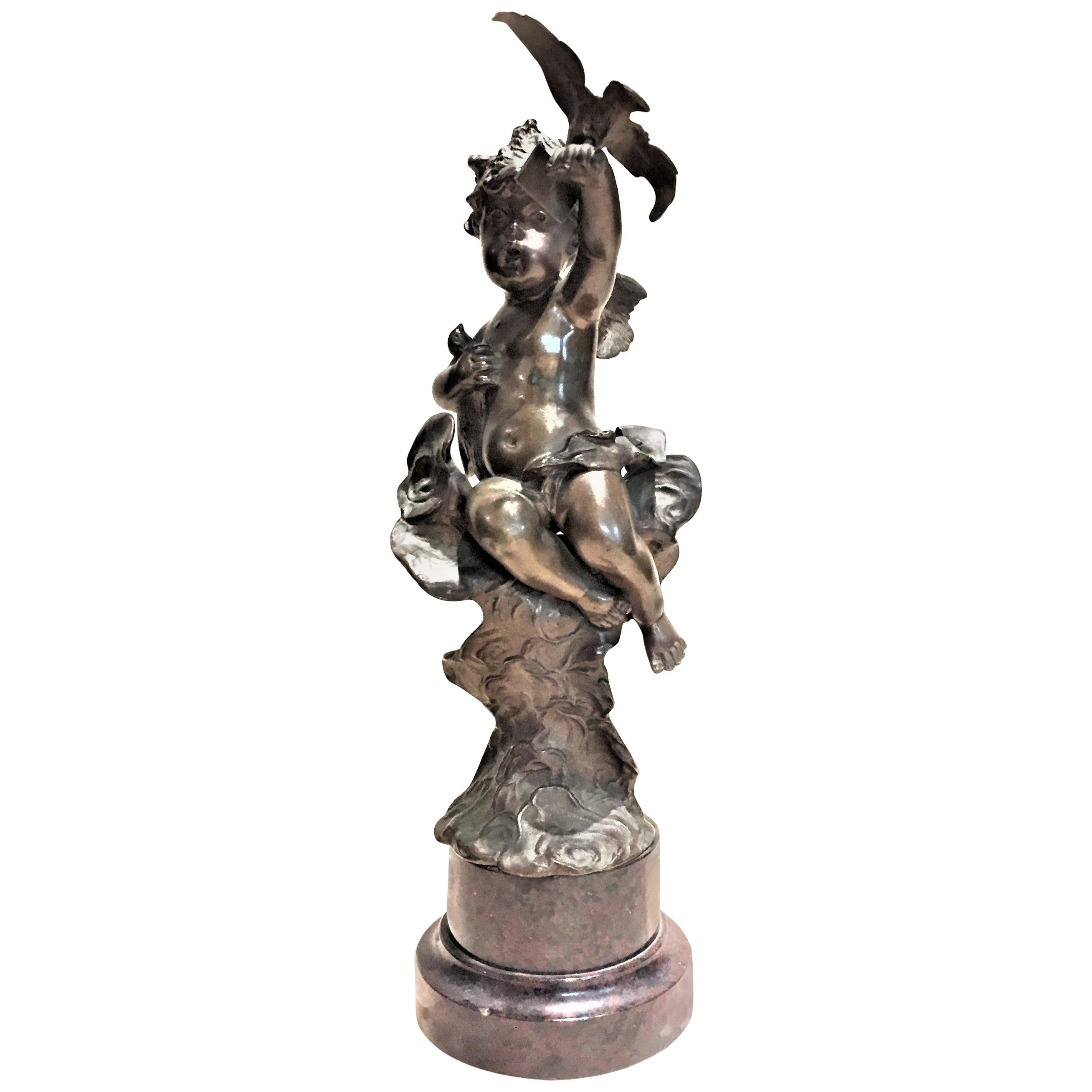 French Belle Époque, Patinated Bronze Desktop Sculptural Paperweight, 19 Century