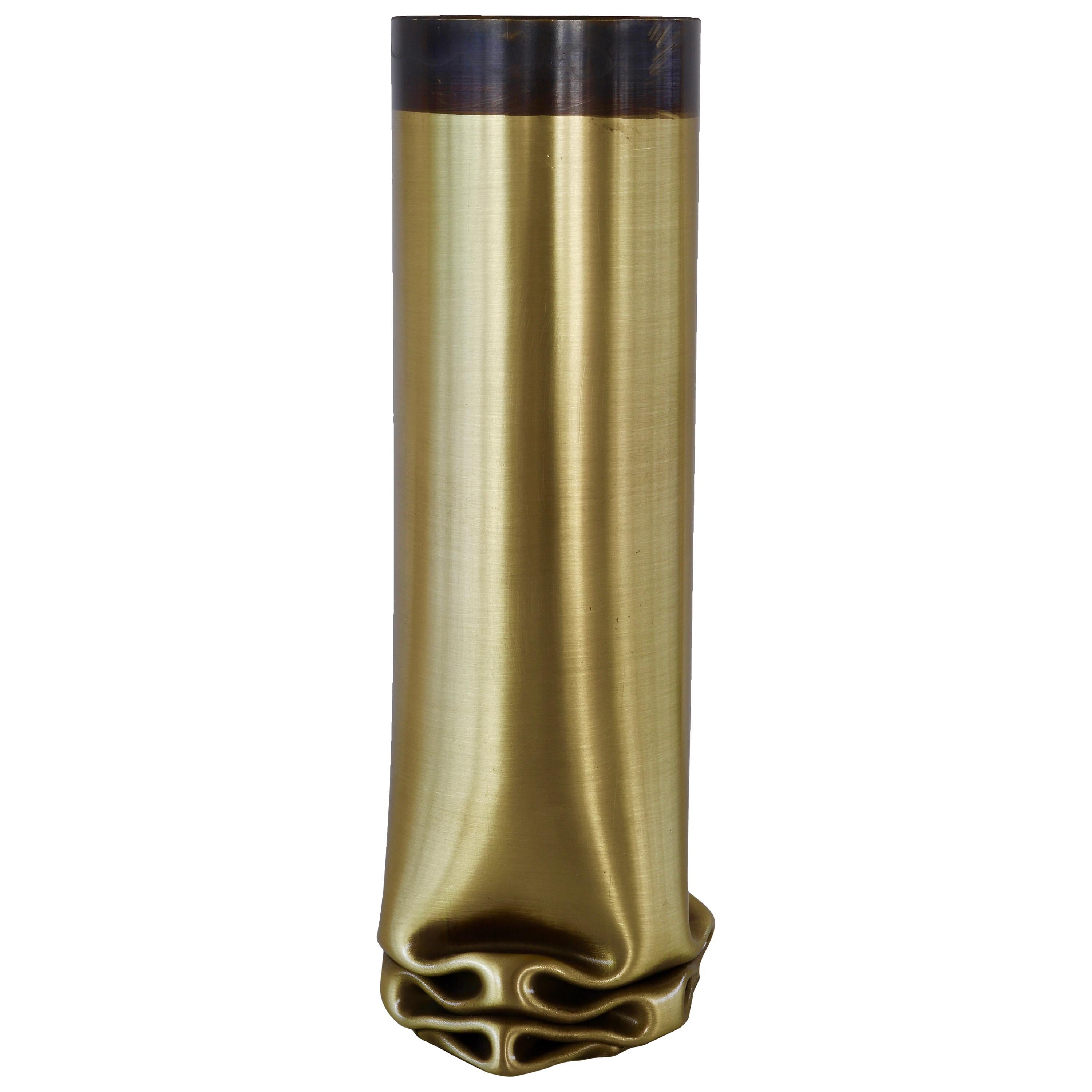 Dal Furlo "Hot Brass" Medium Cylindrical Modern Brass Vase For Sale