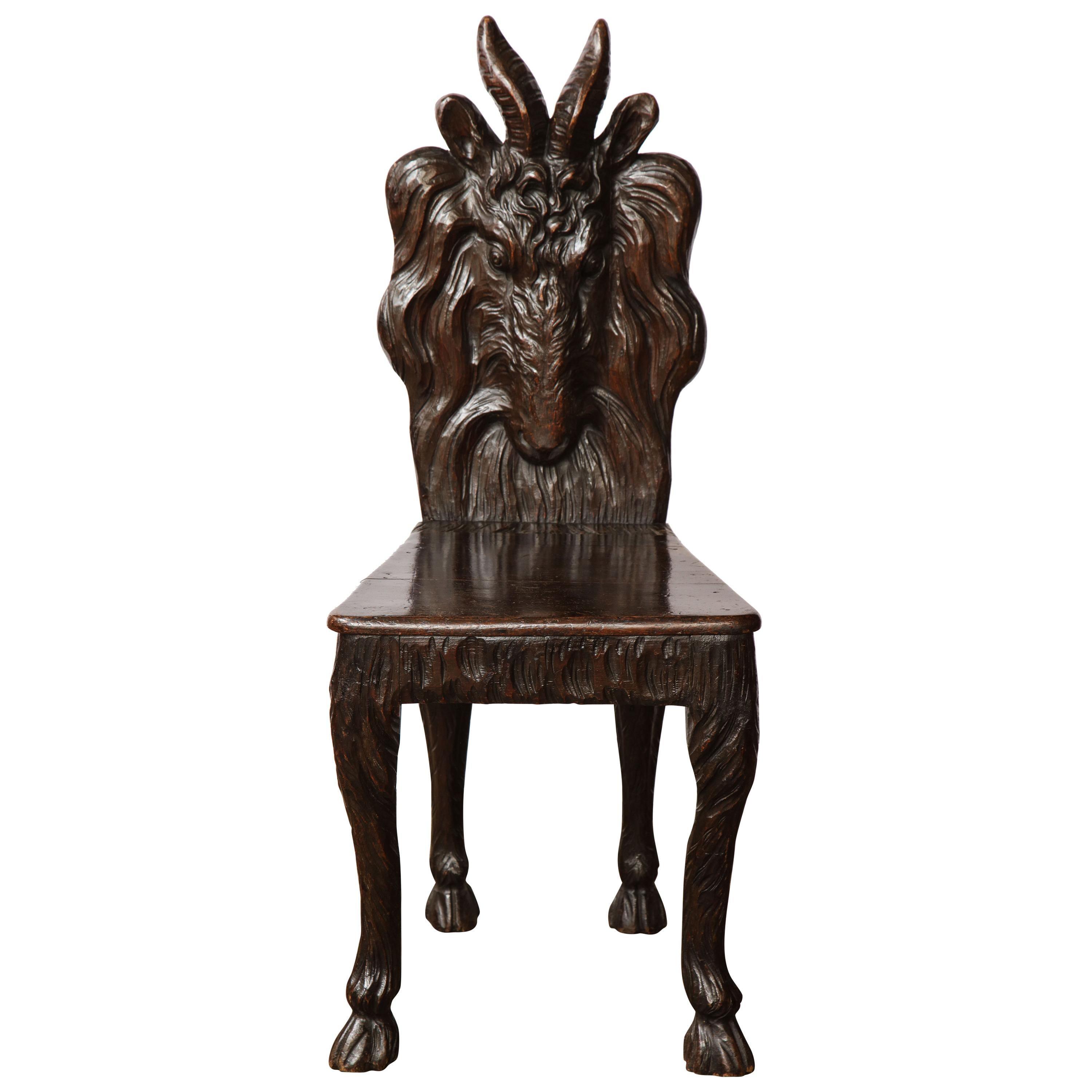  Carved Goat Chair For Sale