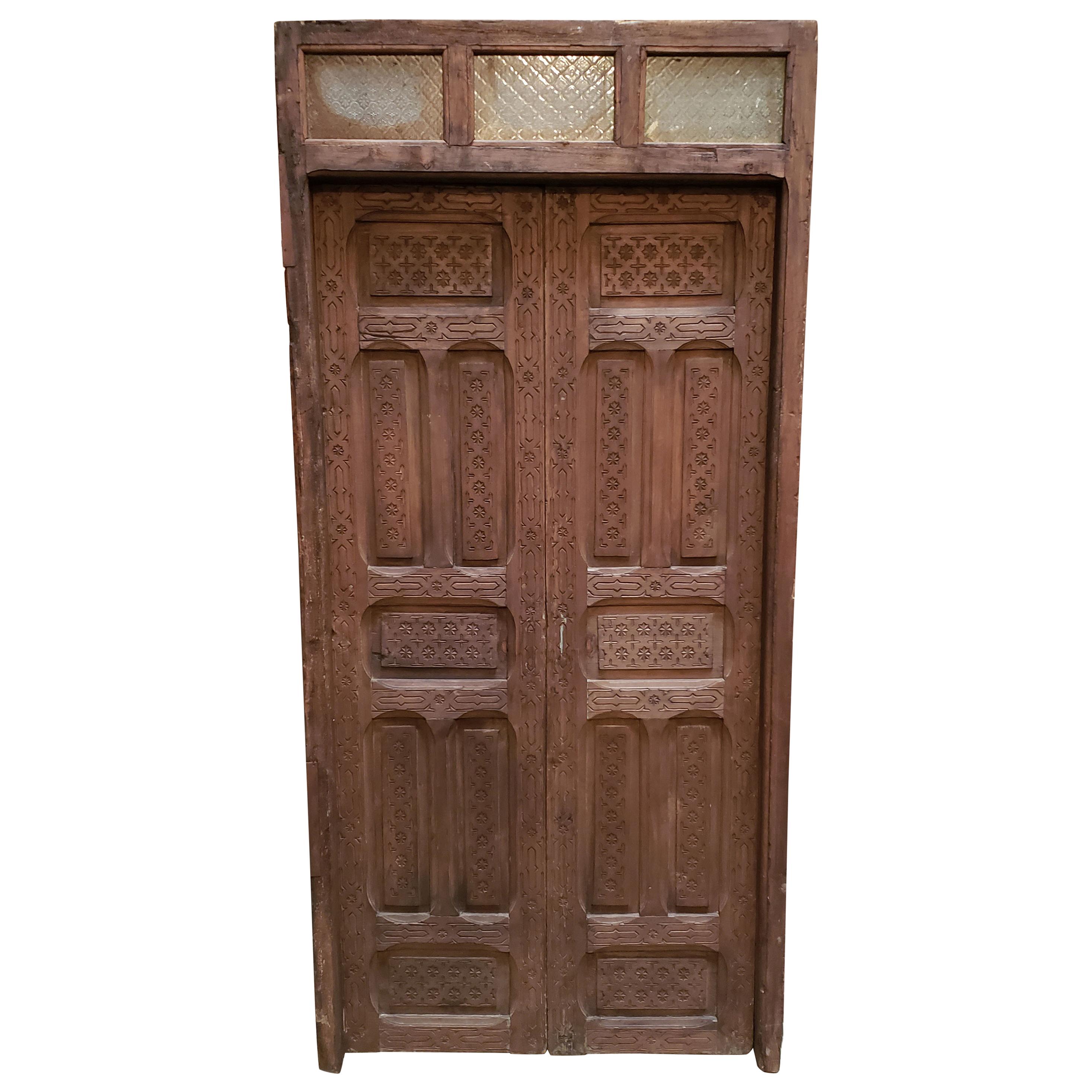 Dark Brown Moroccan Wooden Door, 23NO44 For Sale