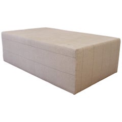 Custom Made Cube Ottoman with Natural Grainsack Style Upholstery