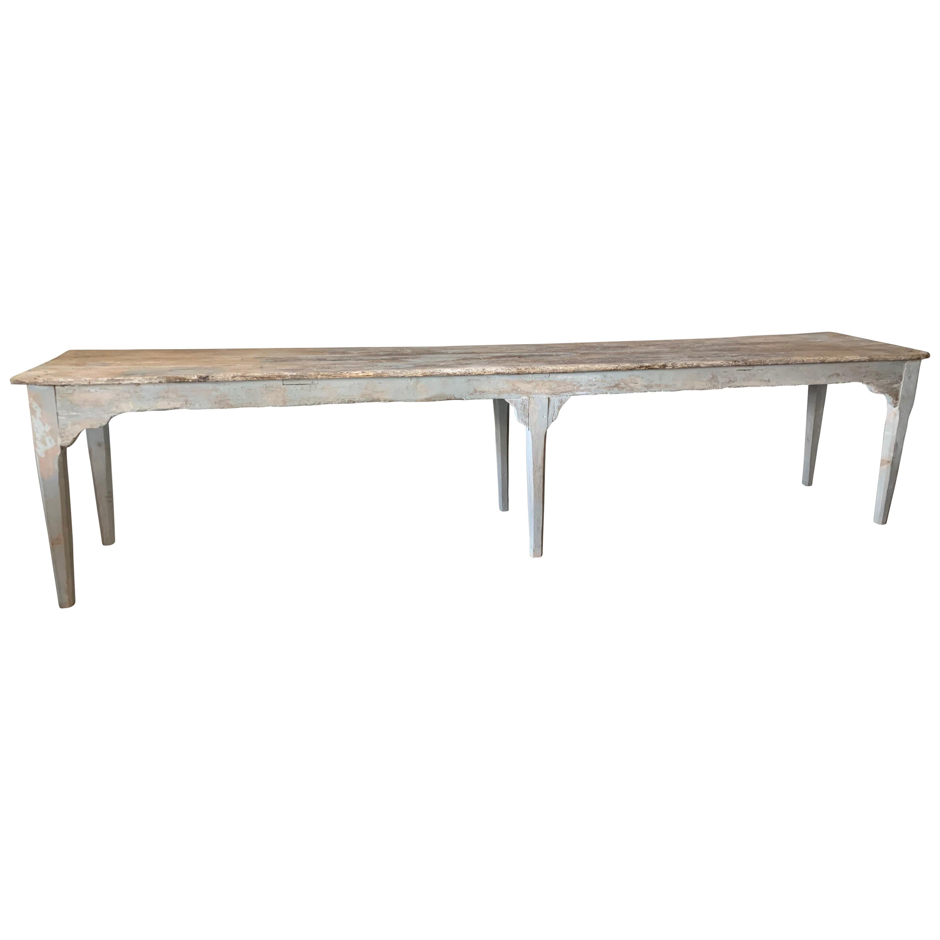 French 19th Century Painted Pine Farm Table Console