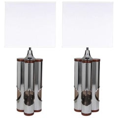 Pair of Sculptural Mid-Century Modern Chrome Lamps by Laurel, circa 1960s
