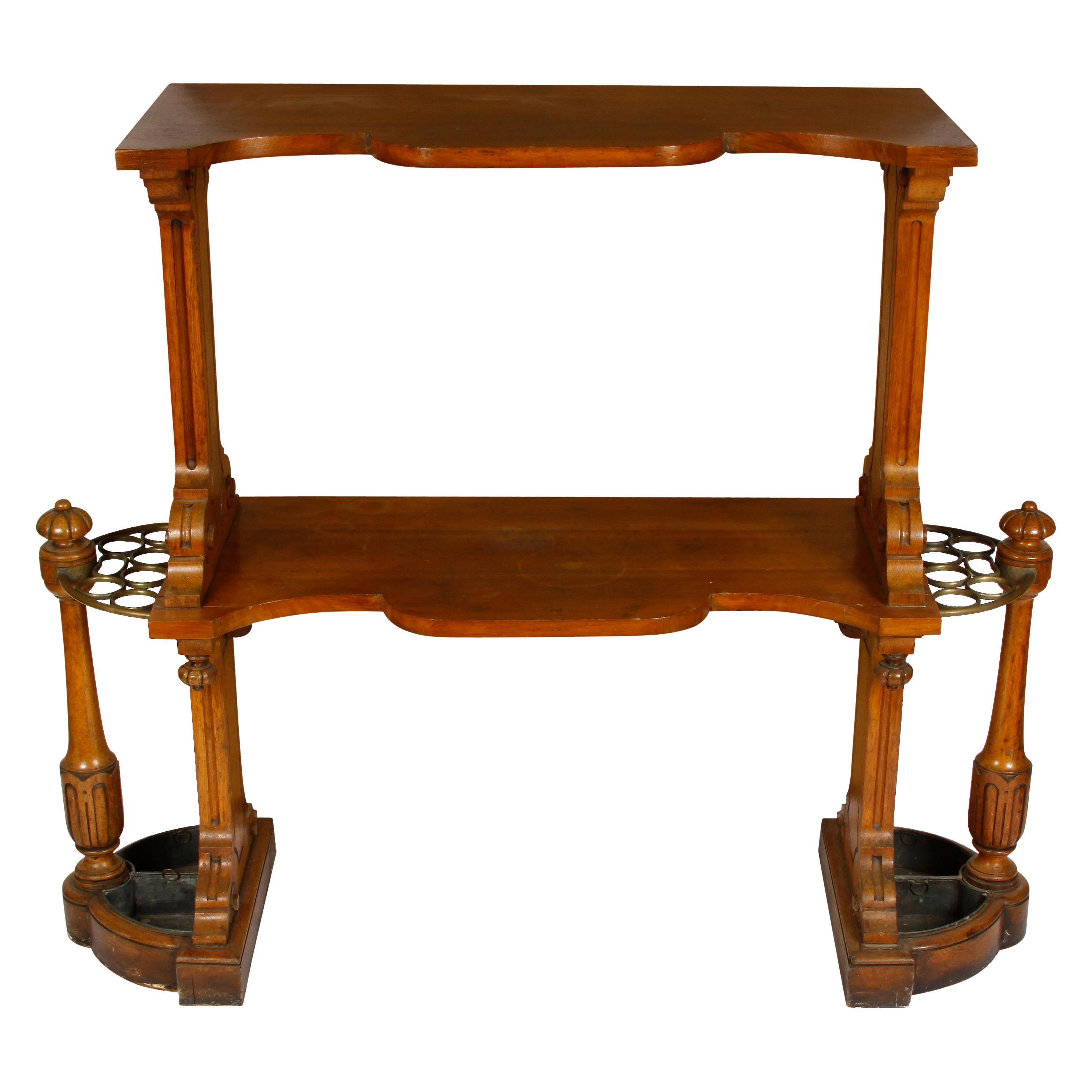 Antique English Two-Tier Etagere Hall Stand For Sale