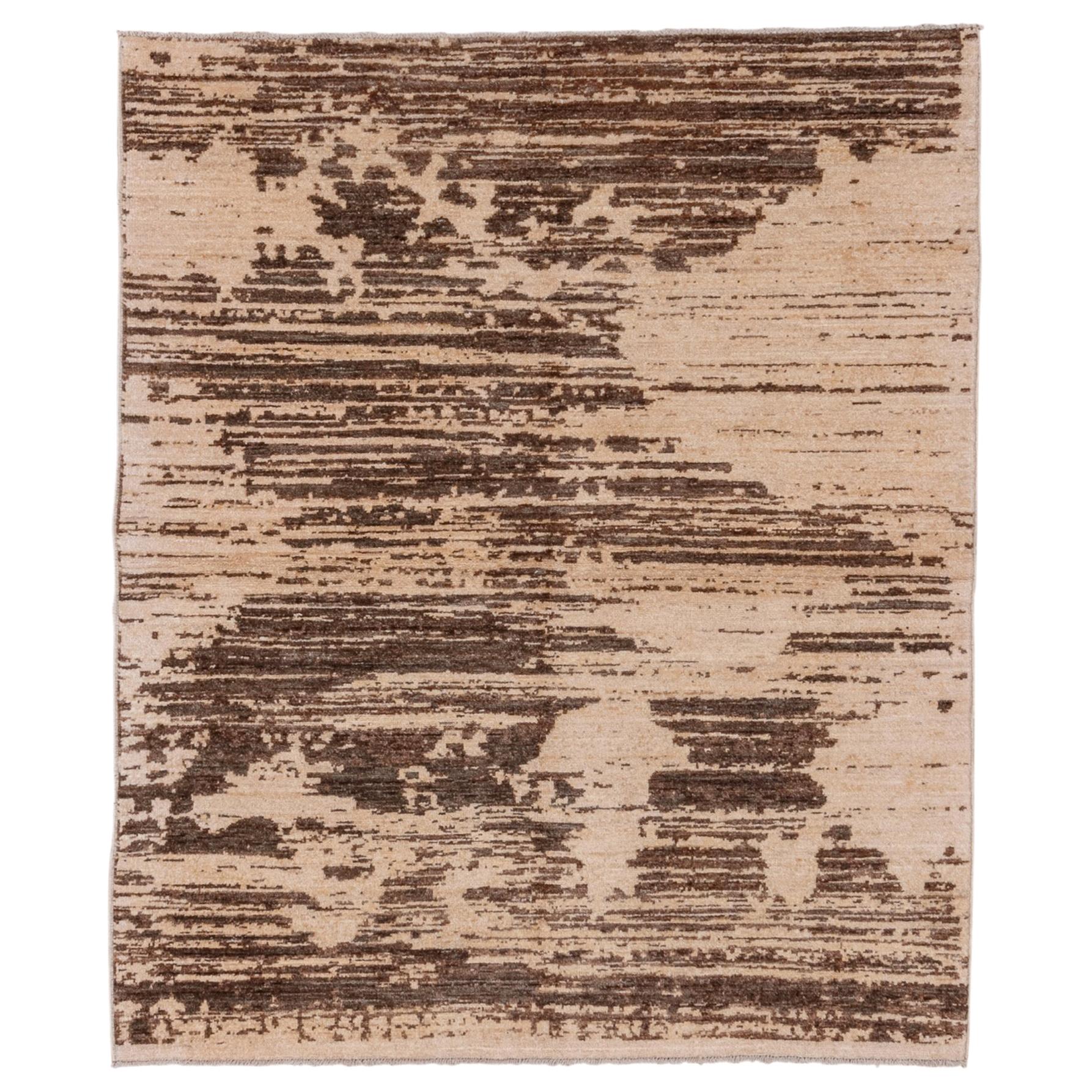 Brown Abstract Contemporary Rug, Hand Knotted