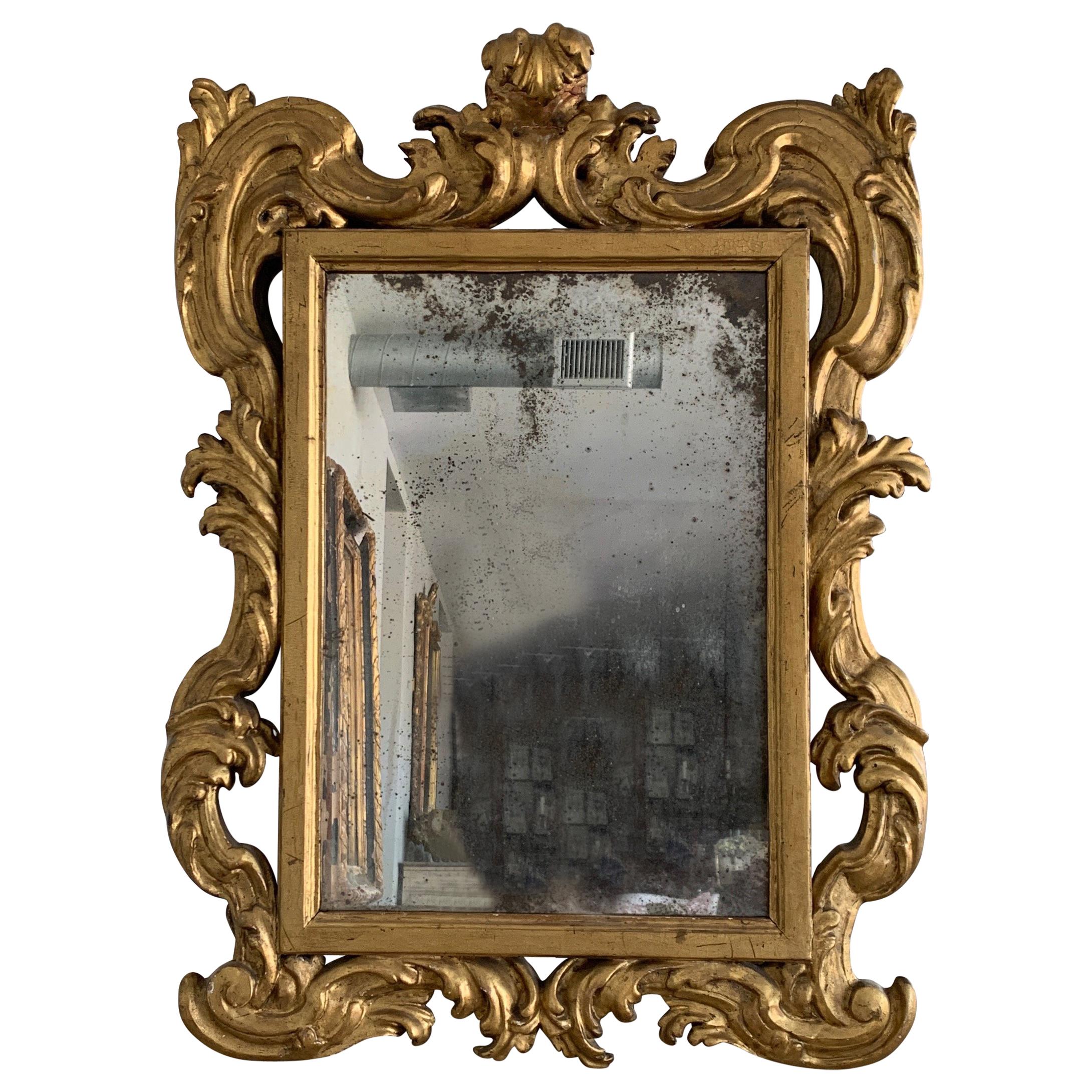 18th Century Rococo Italian Hand Carved Gilt Pair Of Mirrors For Sale