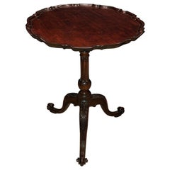 Antique George II Mahogany Scroll Foot Pie Crust Table