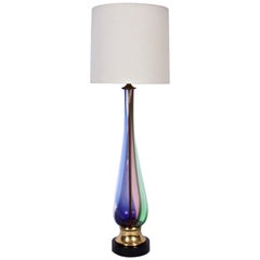 Tall Fulvio Bianconi for Venini Blue Pink Green Purple Murano Glass Table Lamp