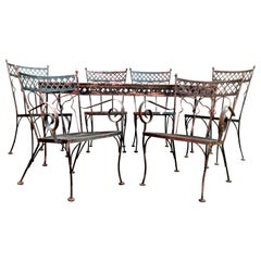 Gothic Modernist Style Wrought Iron Table and Chairs