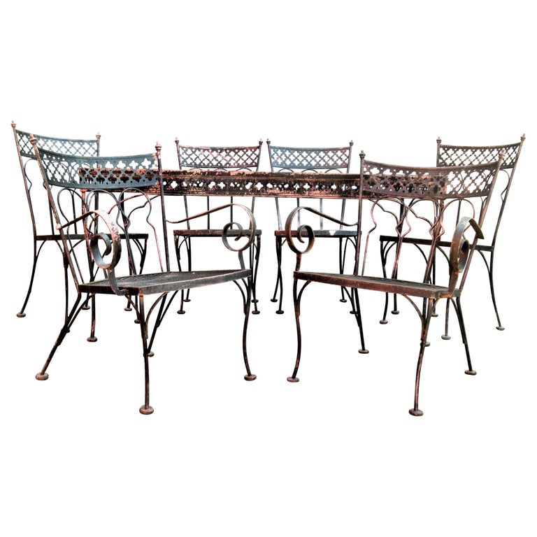 Gothic Modernist Style Wrought Iron Table and Chairs at 1stDibs