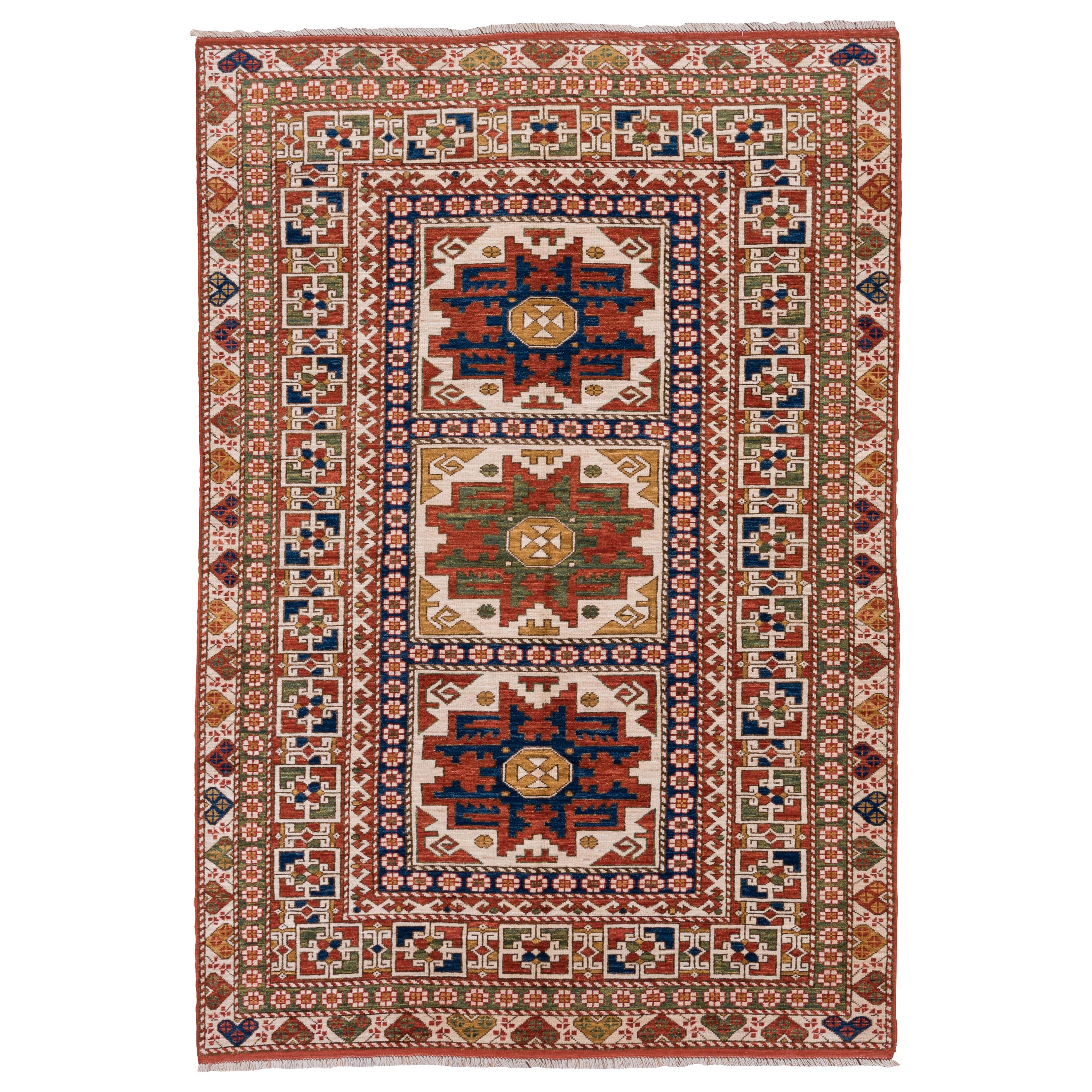 Tapis caucasien coloré du Kazak en vente