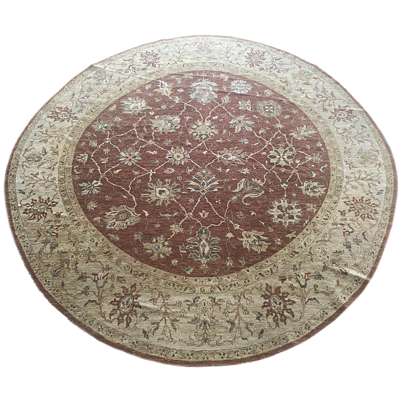 Indian Hand Knotted Rust Floral Mahal Design Rug