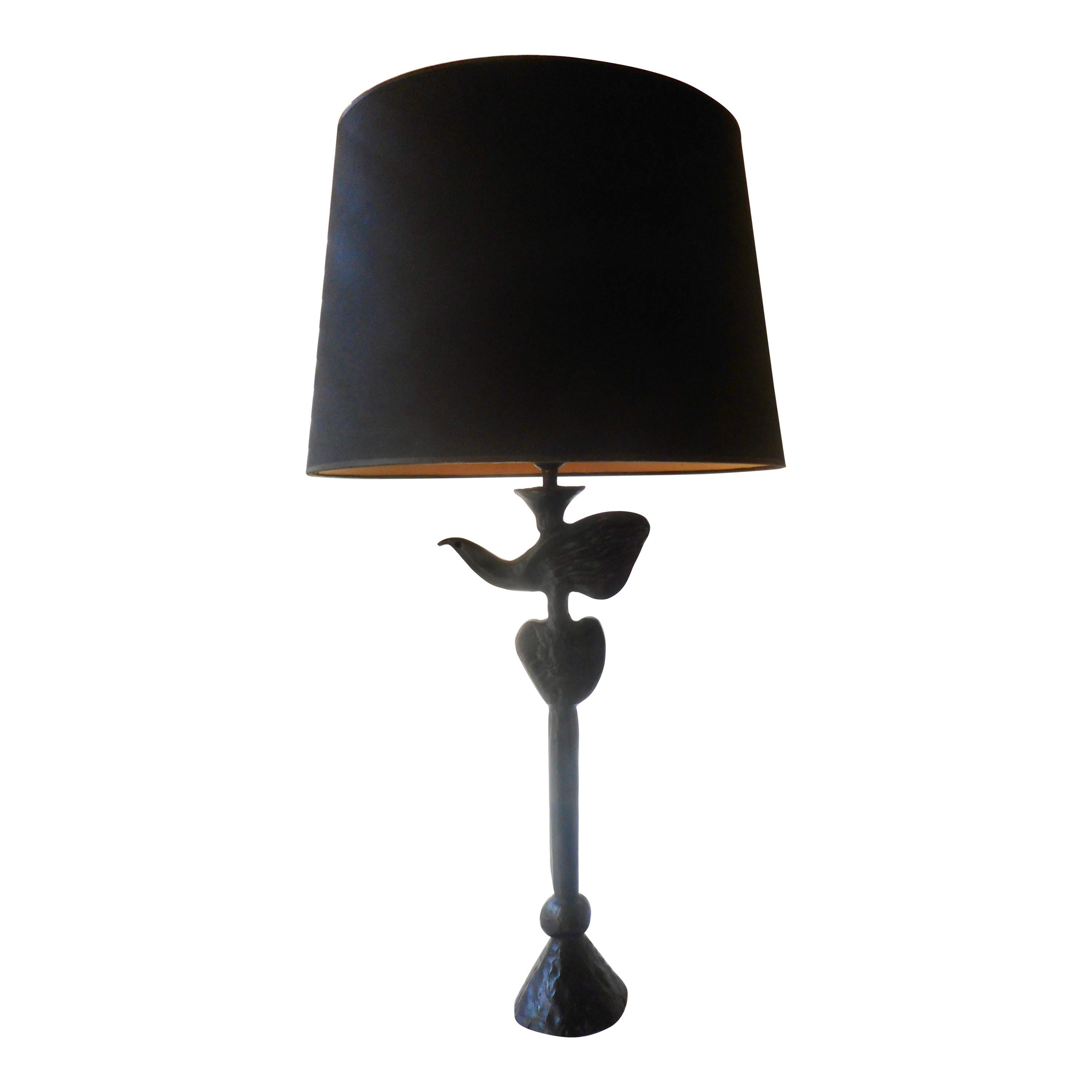 Blackened Bronze Lamp by Pierre Casenove for Fondica, France, 1990 For Sale