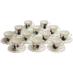 Set of 12 Russian Lomonosov Demi-Tasse Porcelain Cups and Saucers