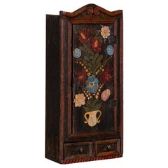 Antique Folk Art Painted Hanging Wall Cabinet