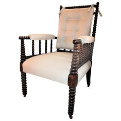 barley Twist Spool Chair aus Naturleinen:: 19. Jahrhundert
