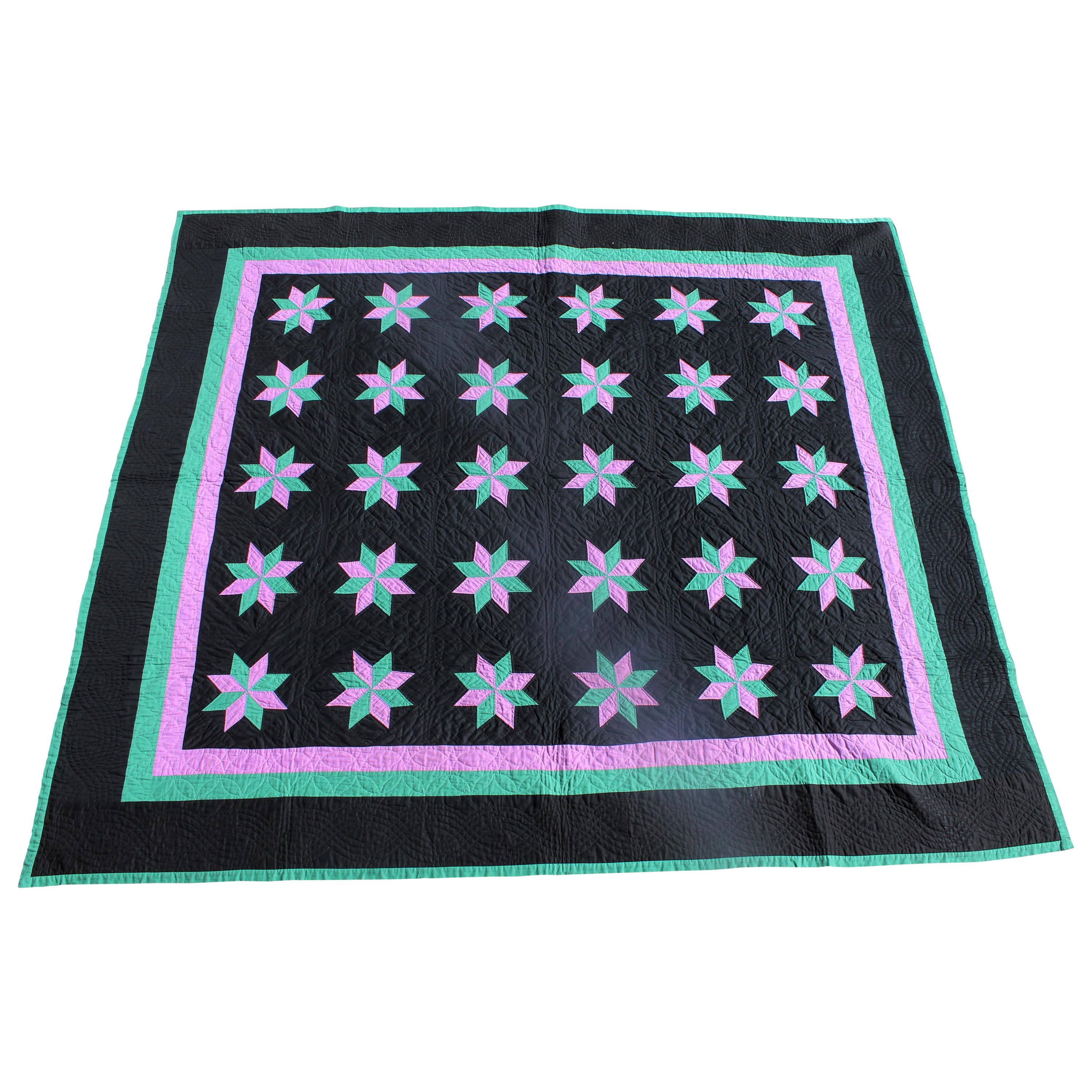 Amish Quilt Holmes County Ohio, Eight Point Stars For Sale