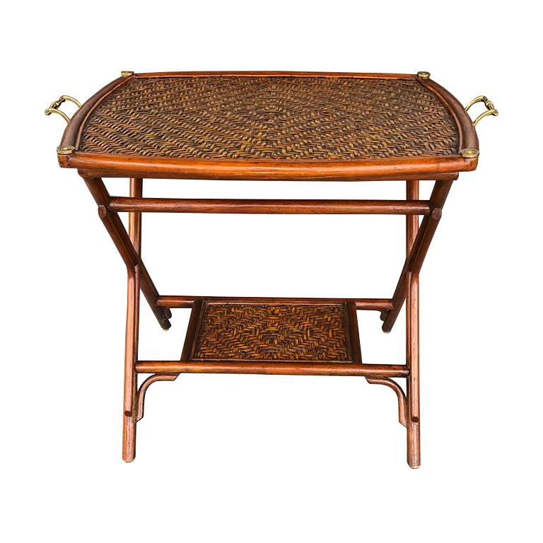 Bamboo and Cane Tray Table with removable Top Maitland Smith Philippines 1970s 