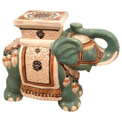 Support ou siège pour plante de jardin Hollywood Regency Chinese Yade Green Elephant