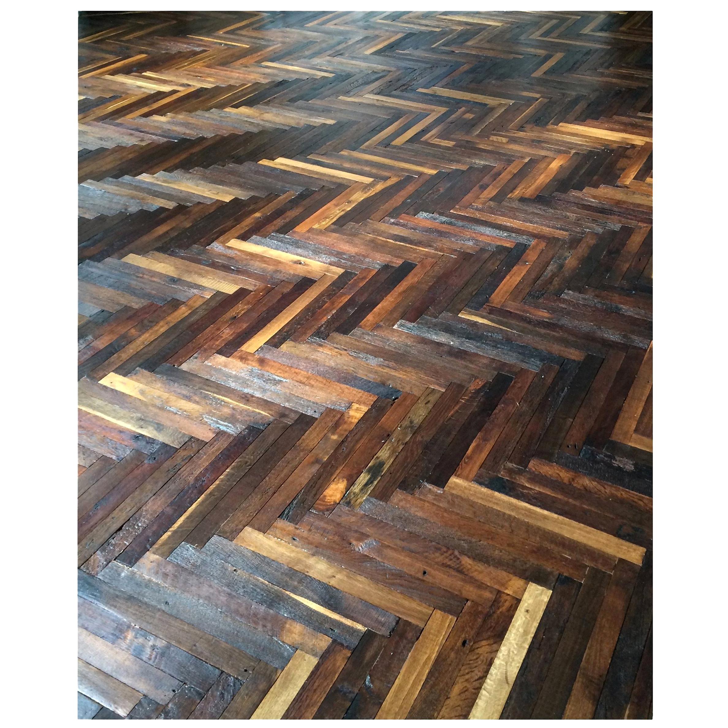 French Antique Solid Wood Oak Herringbone Pattern, France, 18th Century For Sale