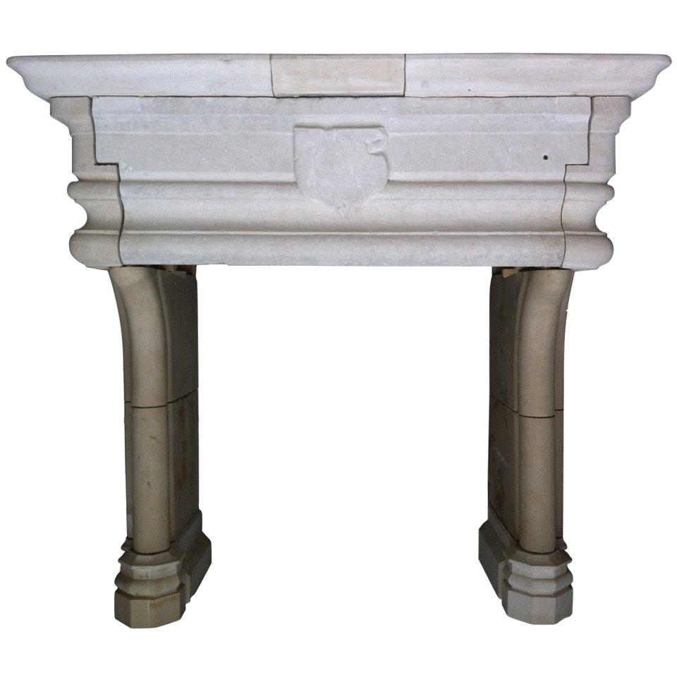 Gothic Style Fireplace in Limestone from France, Restaured in the 20th Century For Sale