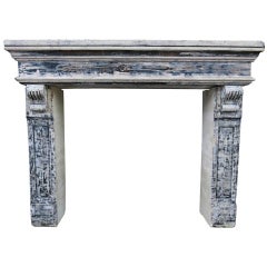 Louis XIII Style Fireplace Hand-crated in Limestone 19th Century from France.