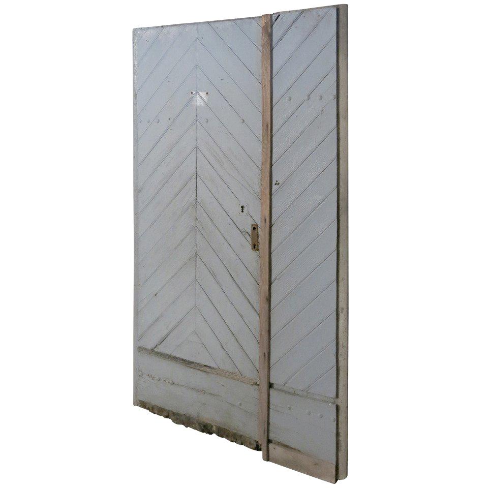 French Countryside Farm Entrance Door in Wood, Chevron Style 19th C, France For Sale