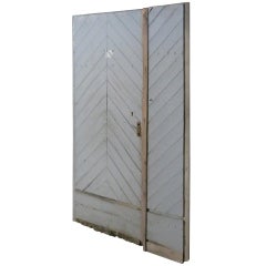 French Countryside Farm Entrance Door in Wood, Chevron Style 19th C, France