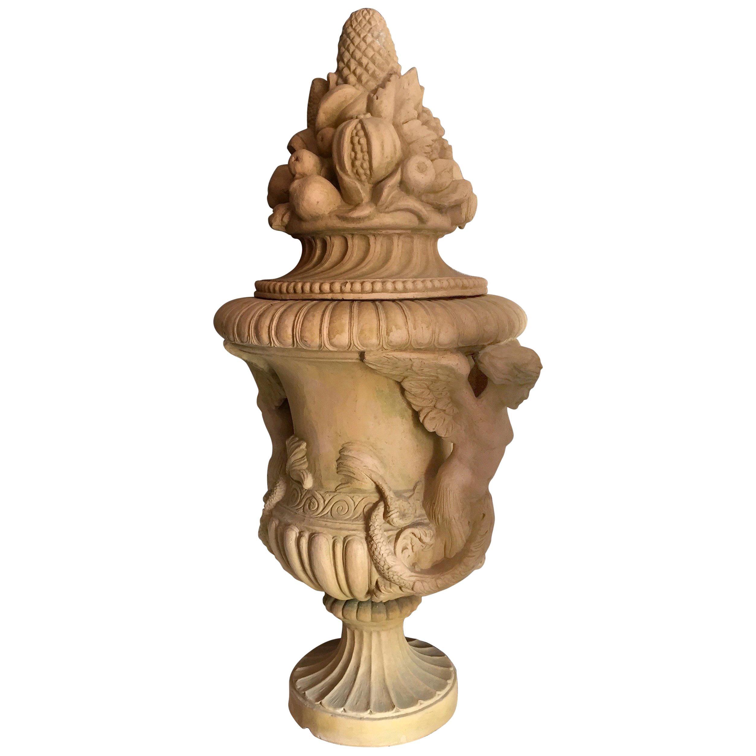 Urns Renaissance Mediterranean Style Terracotta Late 20th Century (Pair) For Sale