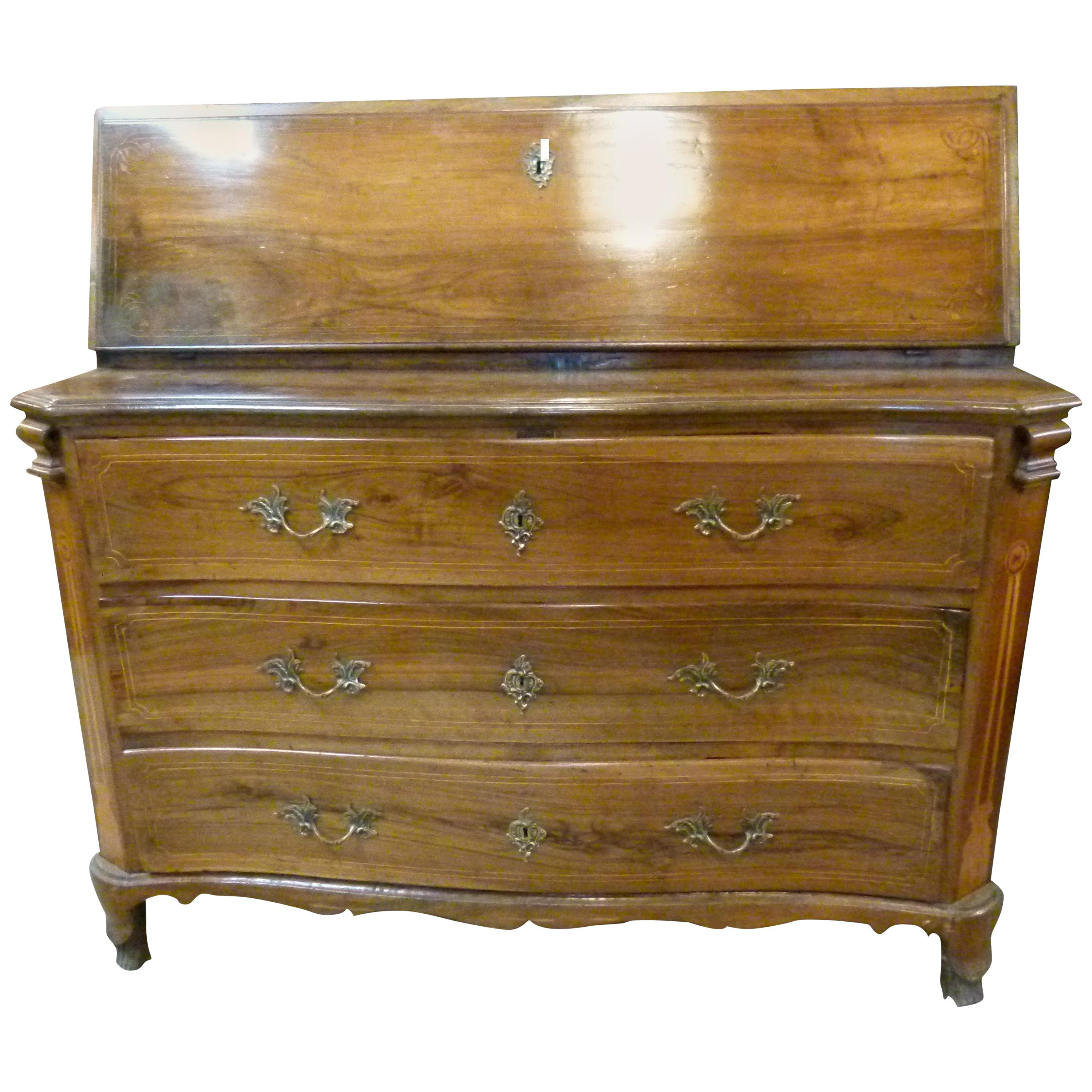 Walnut Secretary in Louis XVI Style