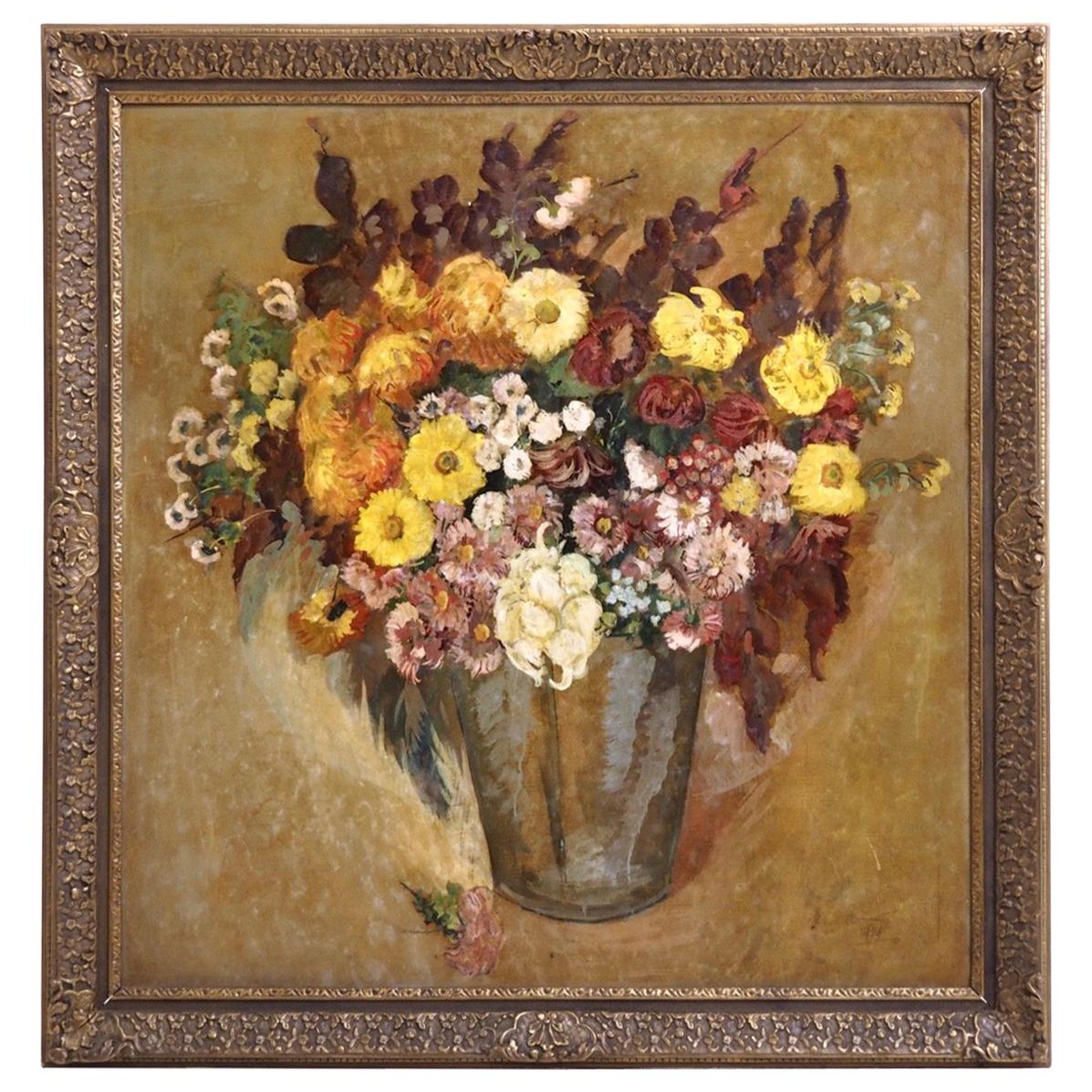 Flower Painting, Signed Folmer Bronnén 1926, Oil on Wood
