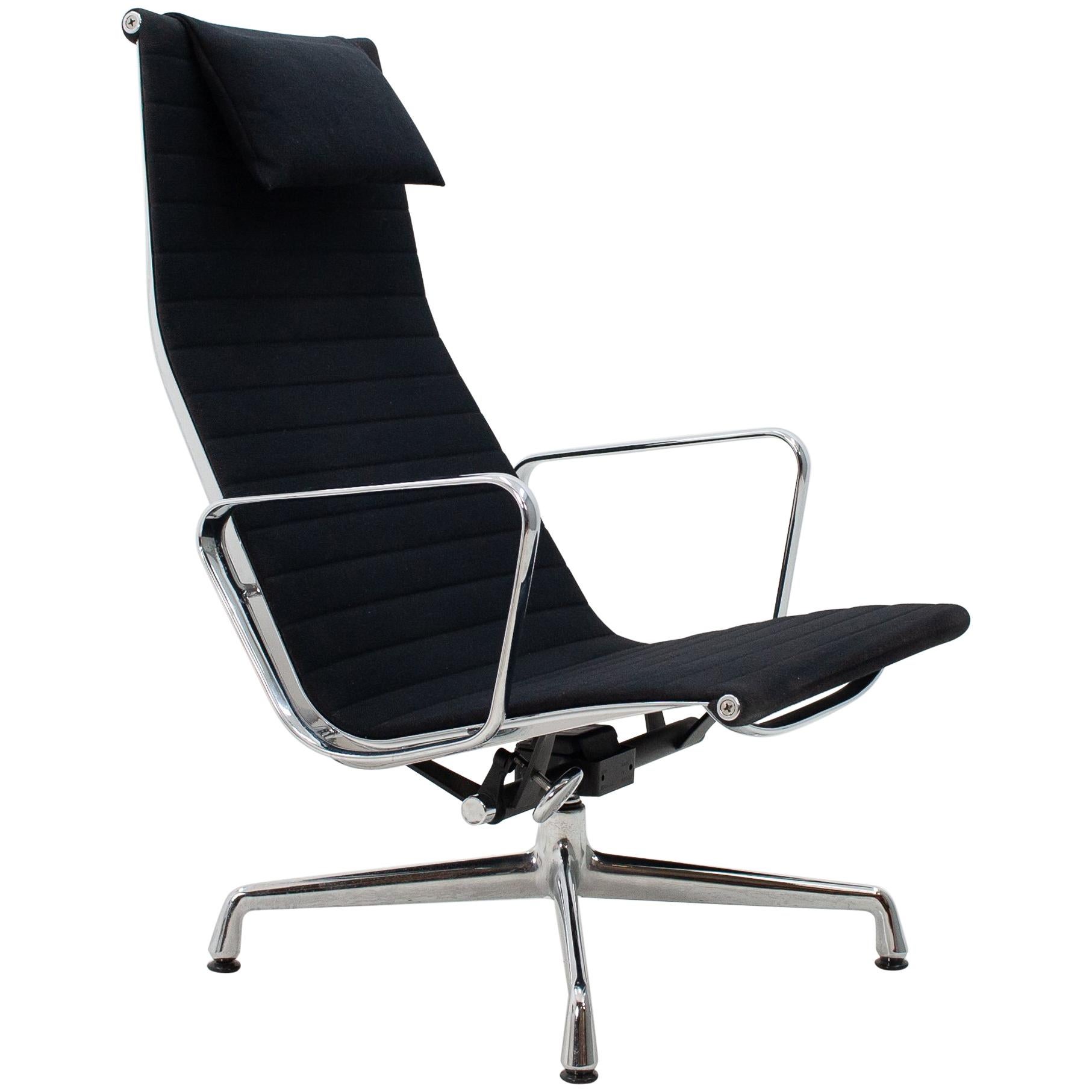 Vitra Eames Ea116 Rotating Swivel Lounge Chair in Black Fabric