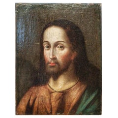 17th Century Oil on Canvas Jesus Christ Portrait