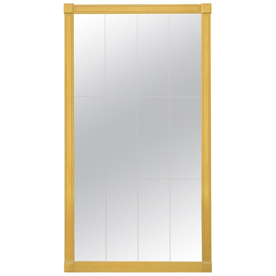Large Midcentury Floor Mirror with Golden Yellow Framing For Sale