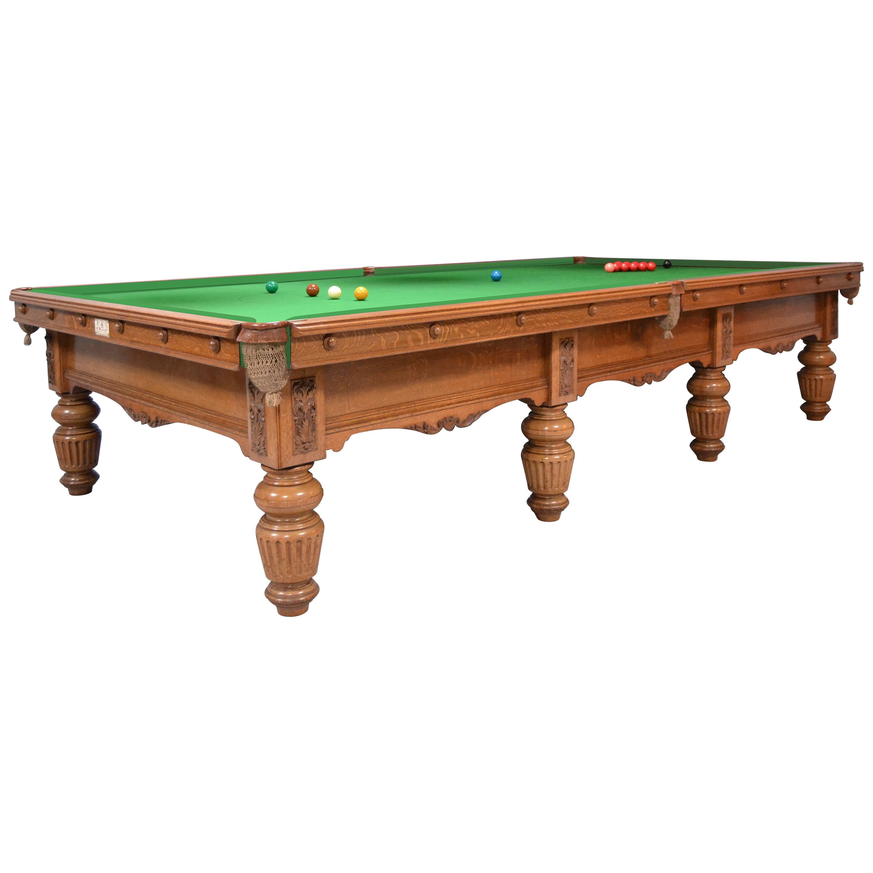 Billiard Snooker Table Oak Victorian Country House George Wright London England For Sale