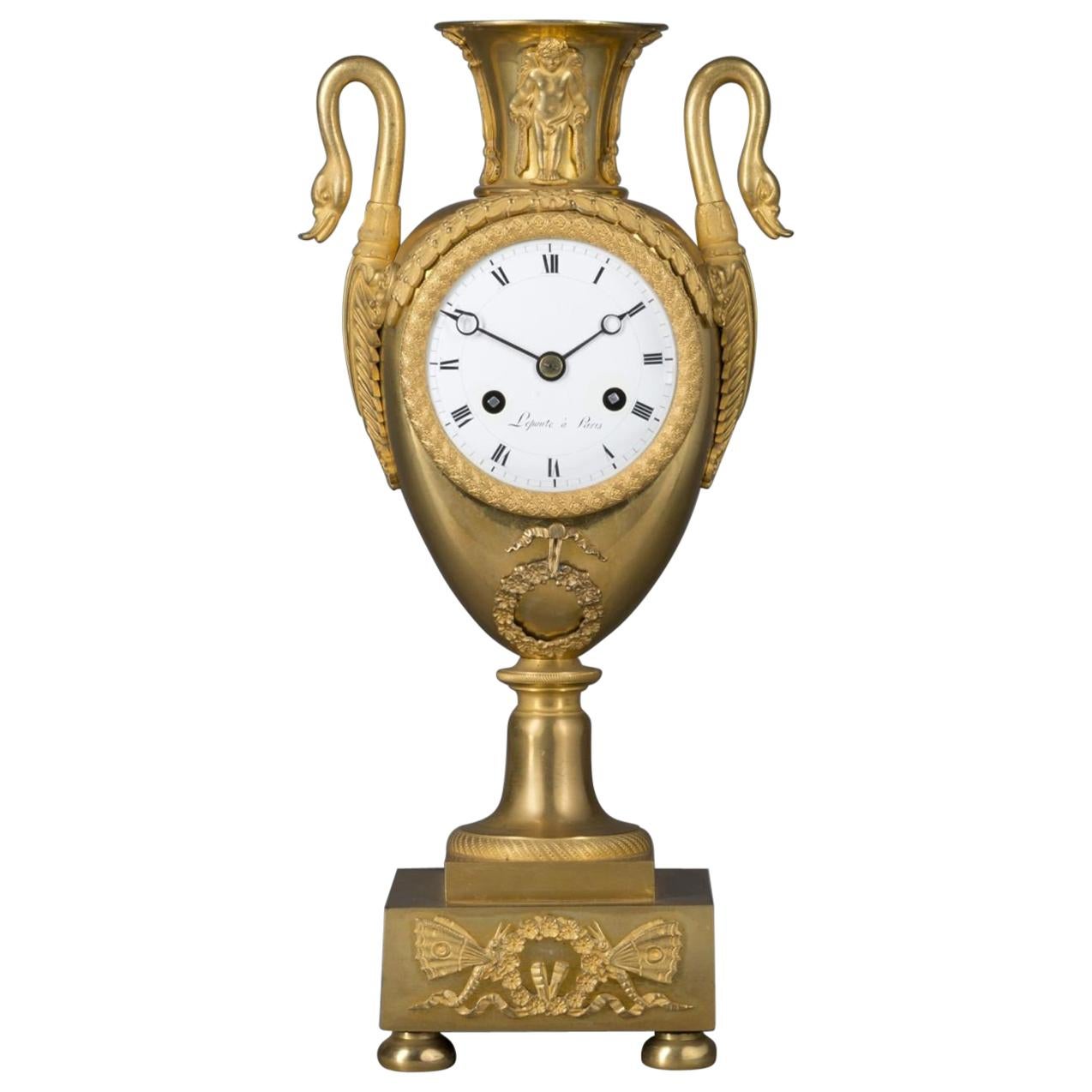 Empire Clock in the Form of a Classical Urn, by Maison Lepautre, circa 1825 For Sale