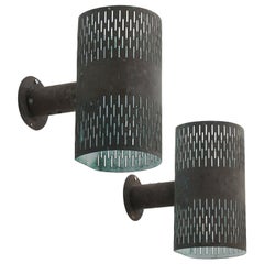 Pair of Swedish Outdoor Wall Lamps in Copper by Hans Bergström