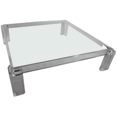 Ginormous Lucite and Glass Coffee Table