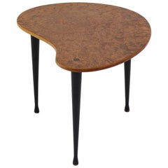 Scandinavian Midcentury Side Table "Palett" By Yngve Ekström, Elm Root and Brass