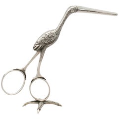 Antique George III Sterling Silver 'Stork' Ribbon Pullers or Threaders
