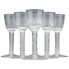 Set of Six 19th Century Opaque Twist Liqueur Glasses; circa 1860