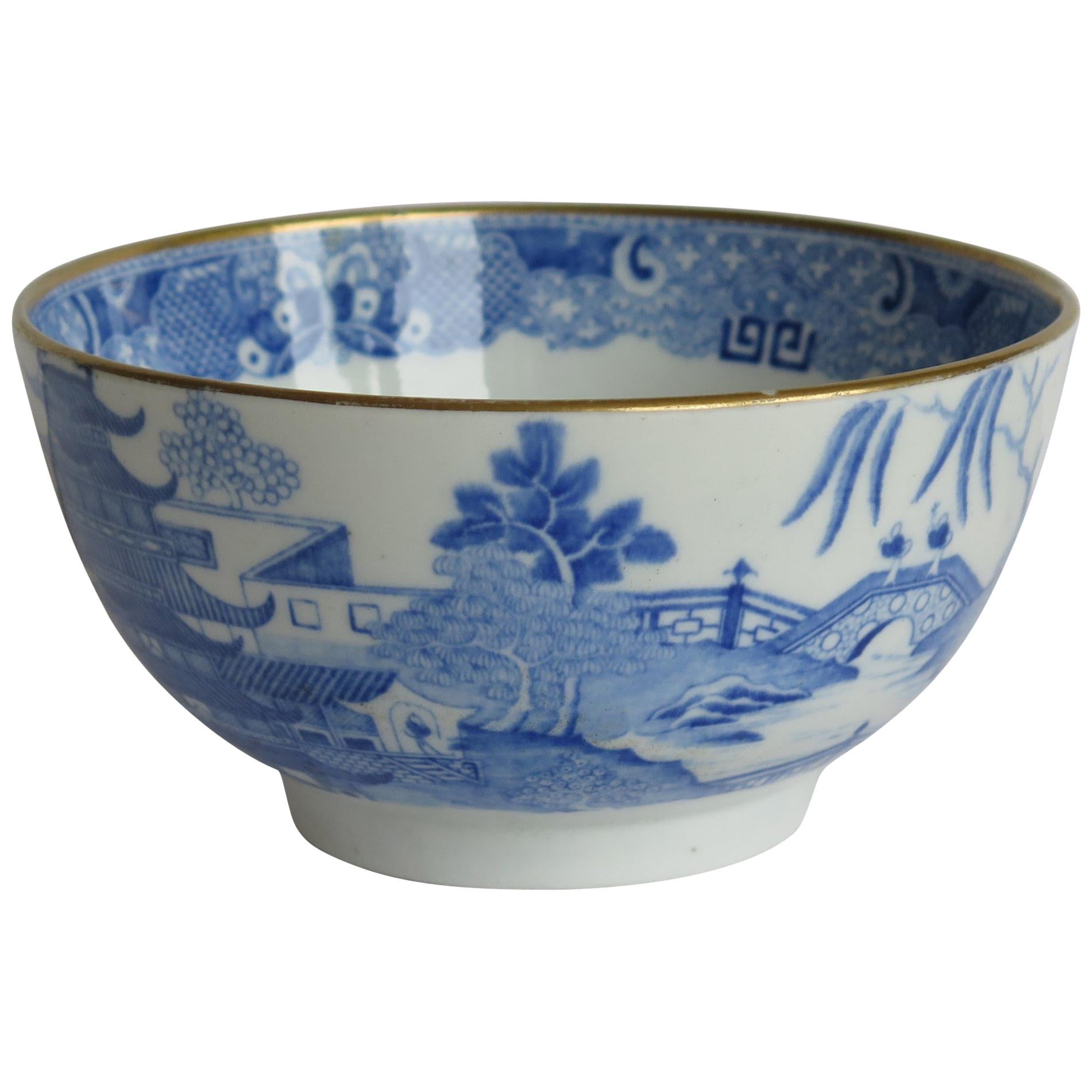 Miles Mason Porcelain Bowl Blue and White Broseley Pattern, English, circa 1805