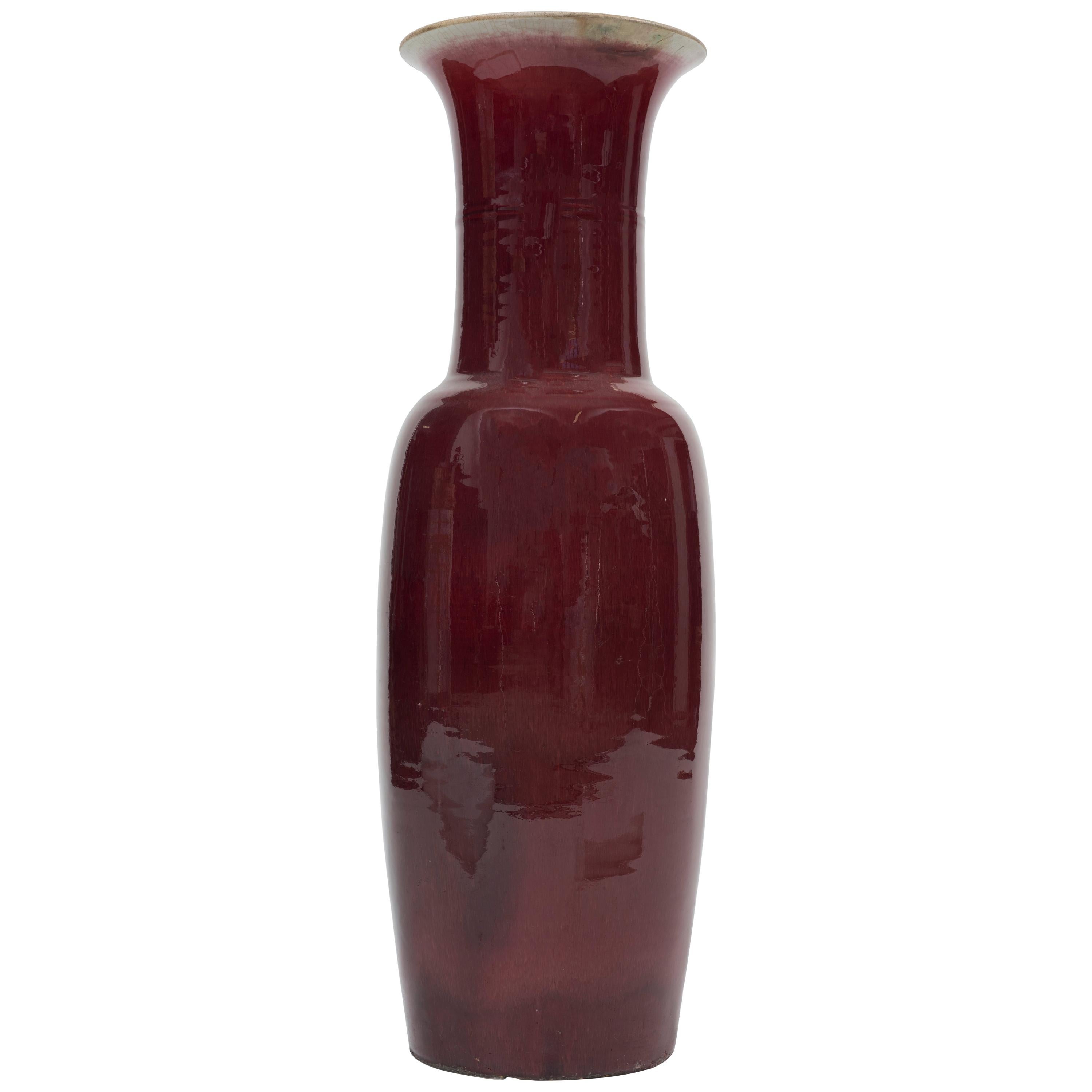 Rote chinesische Vintage-Vase aus emaillierter Keramik, China, frühes 20. Jahrhundert