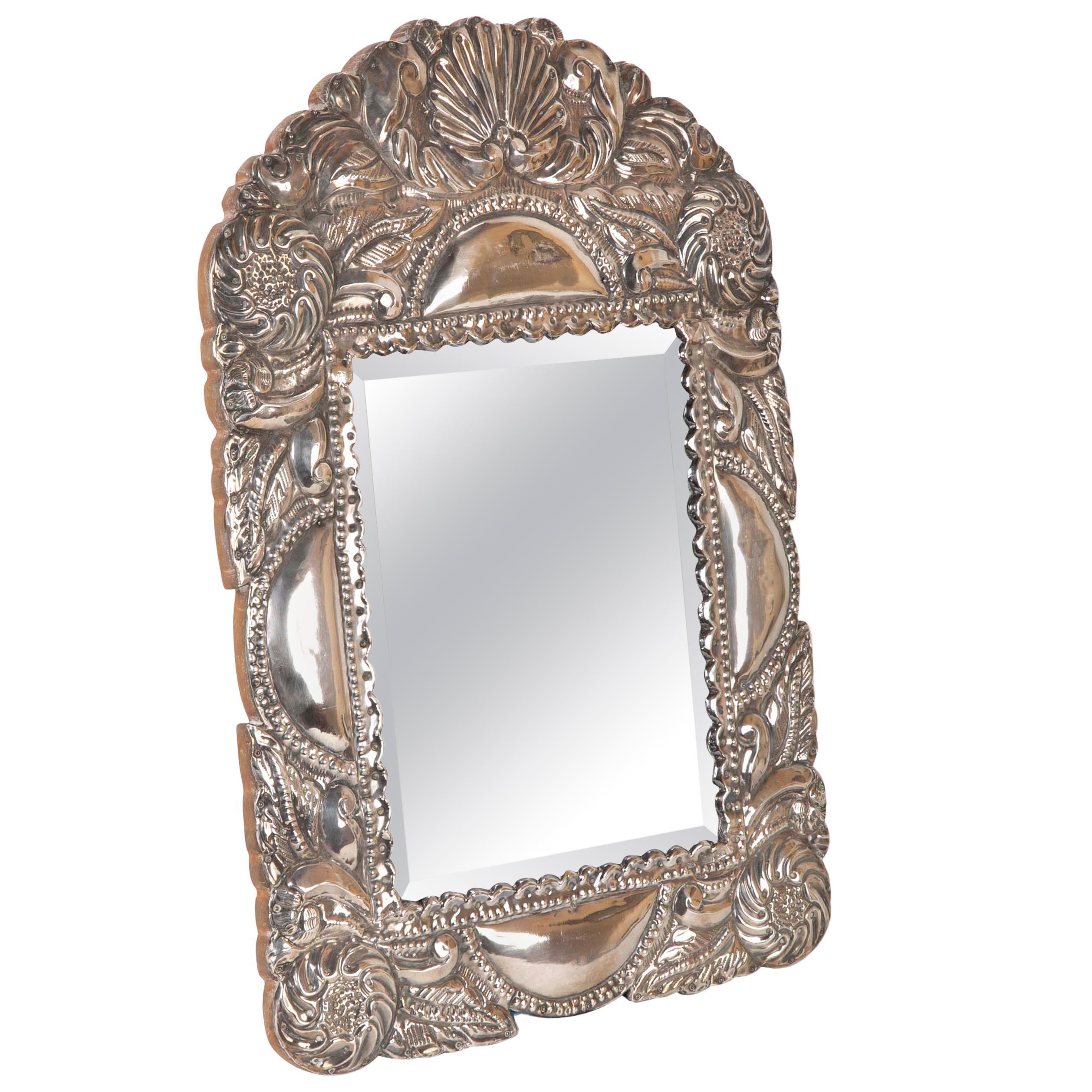 Spanish Colonial Sterling Silver Mirror Frame
