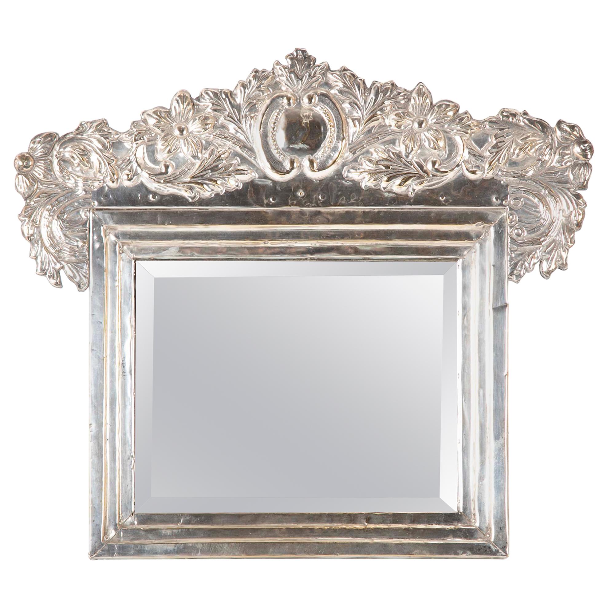 Spanish Colonial Peruvian Silver Table Mirror