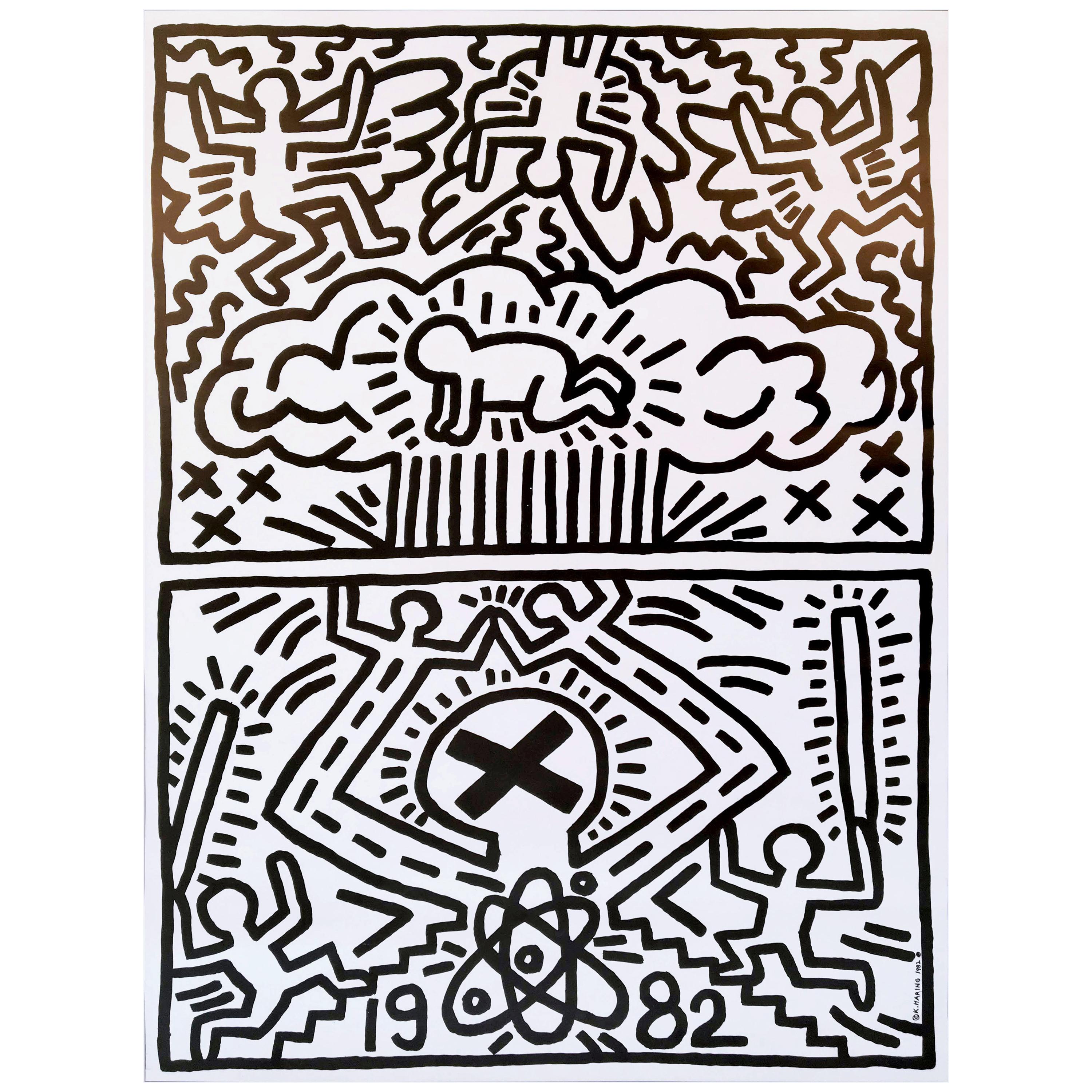 Keith Haring 'Nuclear Disarmament' Rare Original 1982 Poster Print on Fine Paper