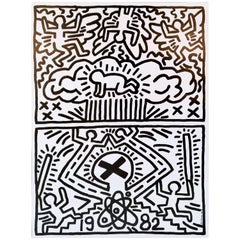 Retro Keith Haring 'Nuclear Disarmament' Rare Original 1982 Poster Print on Fine Paper